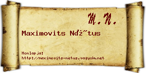 Maximovits Nétus névjegykártya